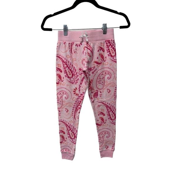 American Girl Tenney Grant Pink Pajama Bottoms Paisley Print Waffle Knit Size 12 - Picture 1 of 7